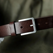(鈦扣頭 頭層牛皮)男士手工腰帶皮帶訂製針扣真皮復古